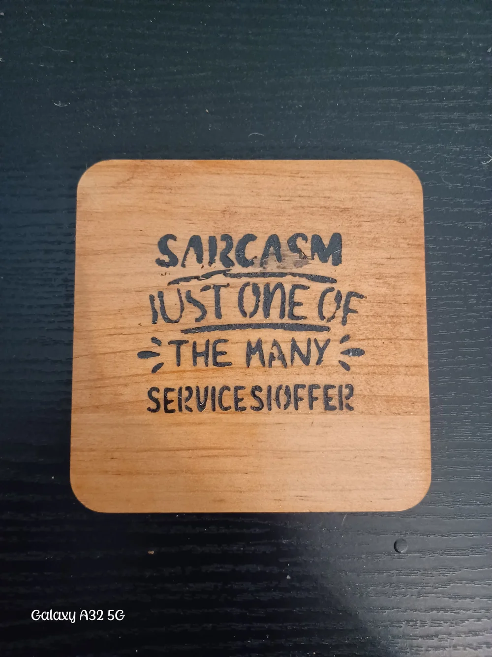 Wooden Coaster Set with Funny Quote - Natural Wood